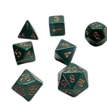 Chessex Polyhedral Dice: Opaque - Dusty Green with Gold (7)