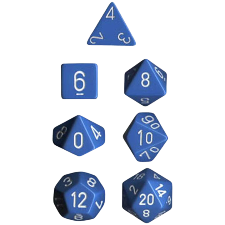 Chessex Polyhedral Dice: Opaque - Light Blue with White (7)