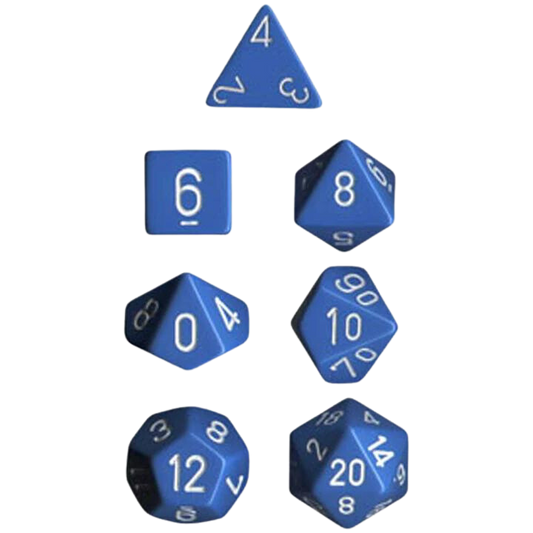 Chessex Polyhedral Dice: Opaque - Light Blue with White (7)
