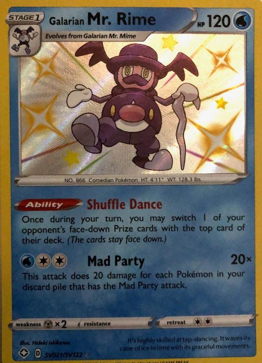 Pokemon Galarian Mr.Rime Shiny Holo SV021/SV122